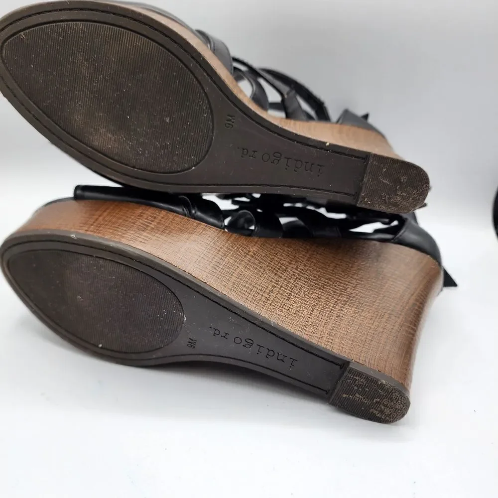 Indigo rd. black strappy wedges